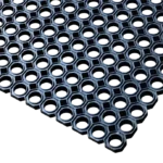 Close-up of a black honeycomb rubber mat