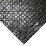 Close-up of black raised-coin rubber flooring