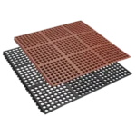 Red and black interlocking drainage floor mats