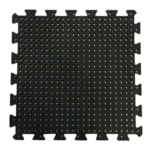 Top view of a square black interlocking floor tile